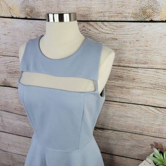 Lulus Sheer Determination Light Gray Mesh Skater Dress Size Medium - Picture 2 of 9